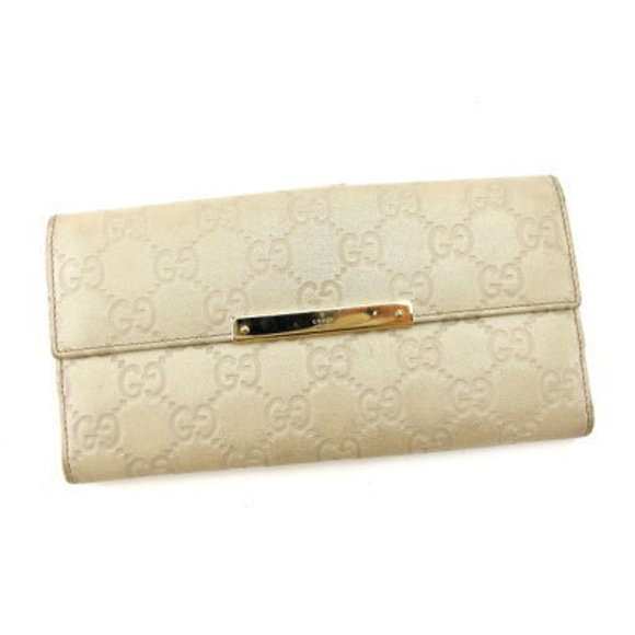 Gucci long Wallet bifold Guccissima beige - Picture 1 of 6